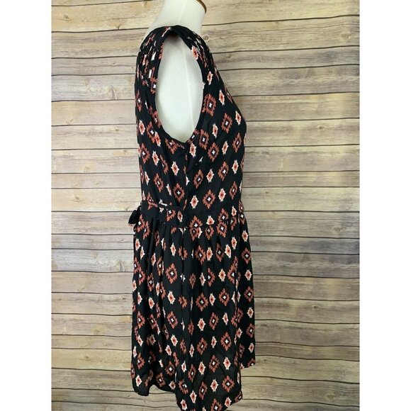 Xhiliration NWT Womens M Dress Tie Back Shoulder Cut Outs Ikat Print Boho - Picture 7 of 9